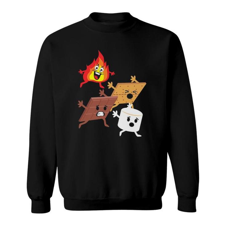 Campfire Chasing Smores Funny S'mores Lover Camping Sweatshirt
