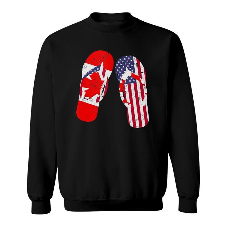 Canadian American Flag Flip Flops Patriotic Gift  Sweatshirt