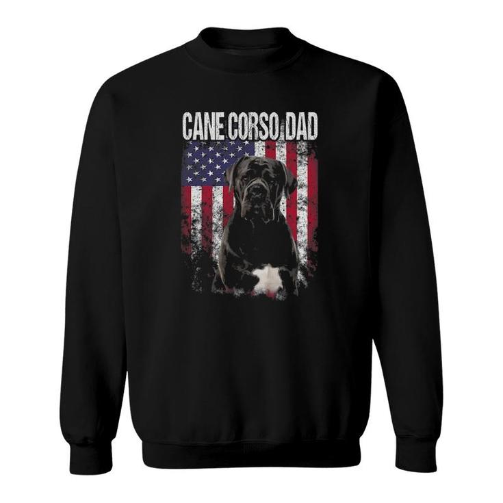 Cane Corso Dad With Proud American Flag Dog Lover Gifts Sweatshirt