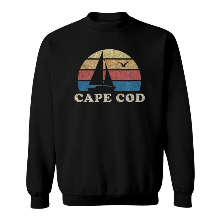 Cape Cod Ma Vintage Sailboat 70S Throwback Sunset Sweatshirt