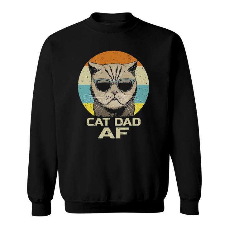 Cat Dad Af Vintage Retro Funny Fathers Day Sweatshirt