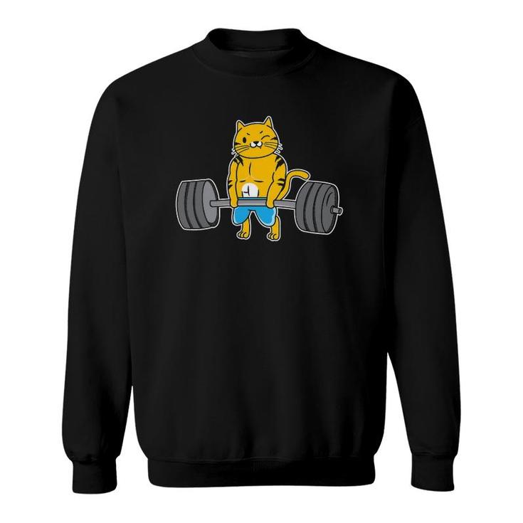 Cat Deadlift Powerlifting Weightlifter Cat Lover Sweatshirt