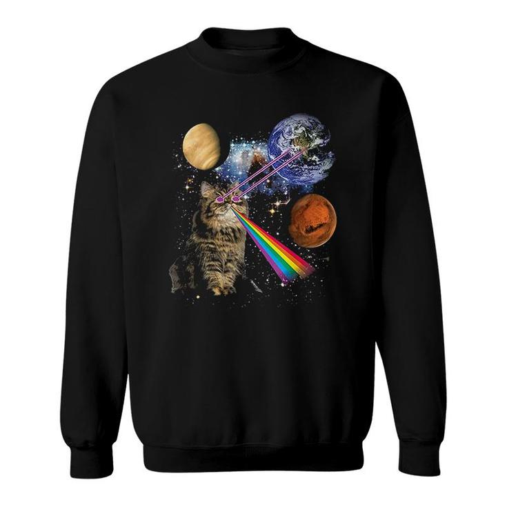 Cat Rainbow In Galaxy Space Sweatshirt