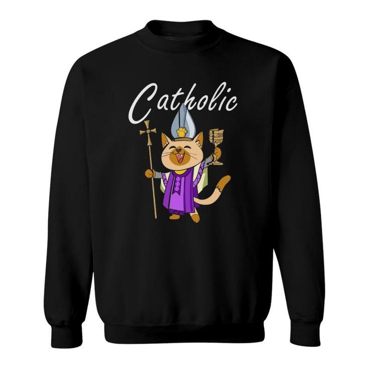 Catholic - Gift Ideas For Christian Catholic Cat Lover Sweatshirt