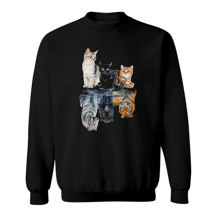 Cats Lover Cat Water Reflection Cats Tigers Sweatshirt