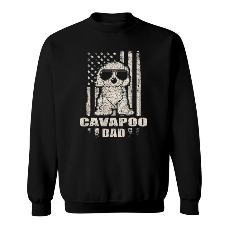 Cavapoo Dad Cool Vintage Retro Proud American Sweatshirt