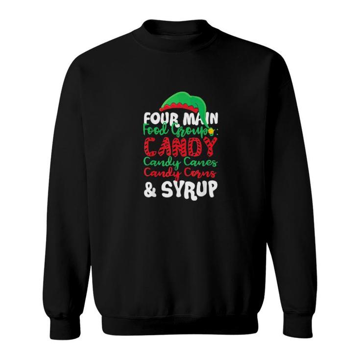Christmas Four Main Food Groups Elf Buddy Holiday Sweat Sweatshirt