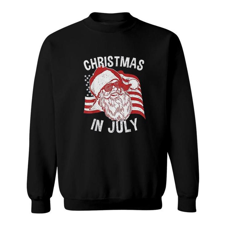 Christmas In July Retro Hipster Santa 4th of July  Sweatshirt