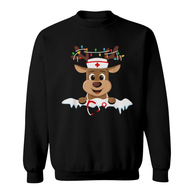 Christmas Nurse Love Nicu Rn Er Santa Reindeer Nurse Hat Elf  Sweatshirt