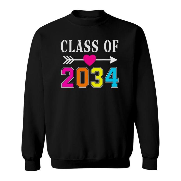 Class Of 2034 Grow With Me Handprints On Back K To 12 Grade Sweatshirt