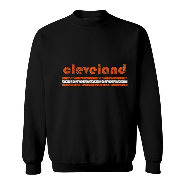 Cleveland Ohio Vintage Three Stripe Weathered  Sweatshirt