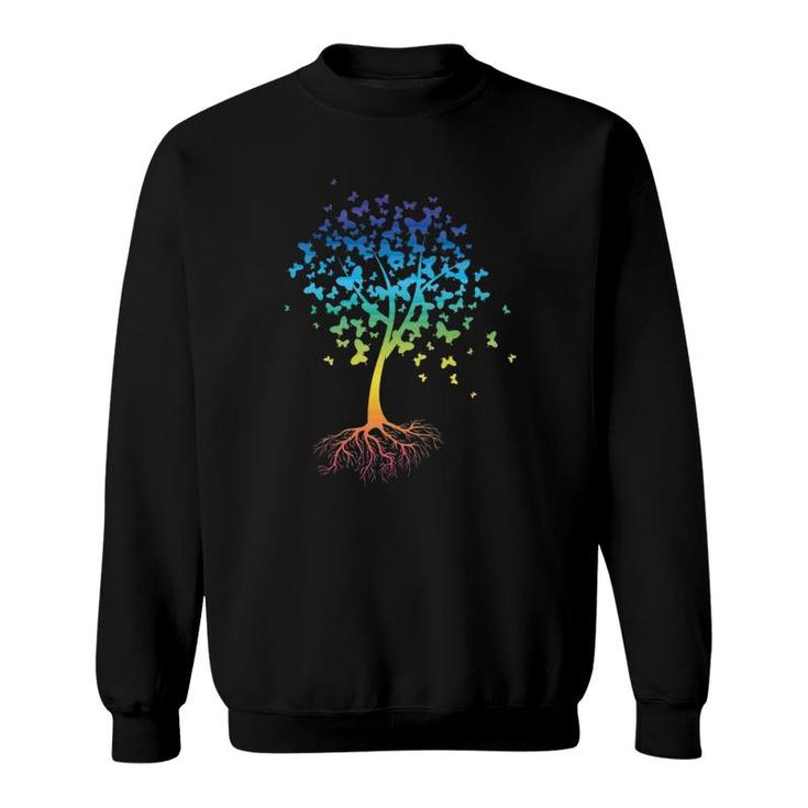 Colorful Butterfly Tree Root Environment Inspiration Sweatshirt