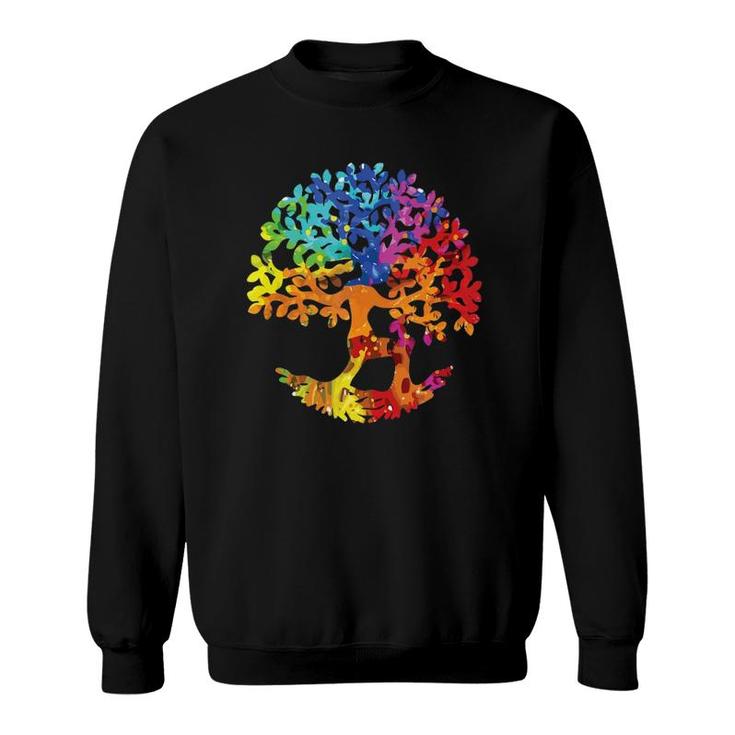 Colorful Life Is Really Good Vintage Tree Art Gift  Sweatshirt