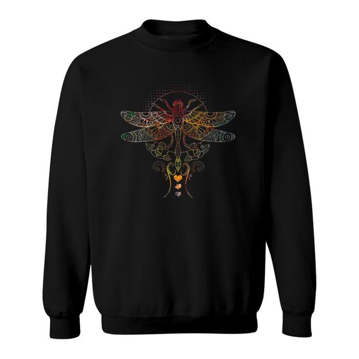 Colorful Mandala Dragonfly Lotus Flower Yoga Tee  Sweatshirt