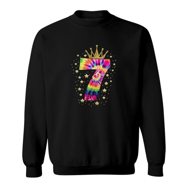 Colorful Tie Dye Number 7 Year Old Girls Boy 7th Birthday Sweatshirt