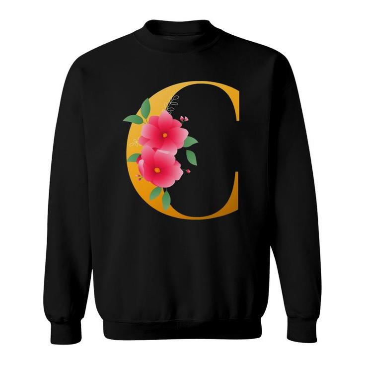 Cool Floral Alphabet Cute Initial Monogram Letter C Graphic Sweatshirt