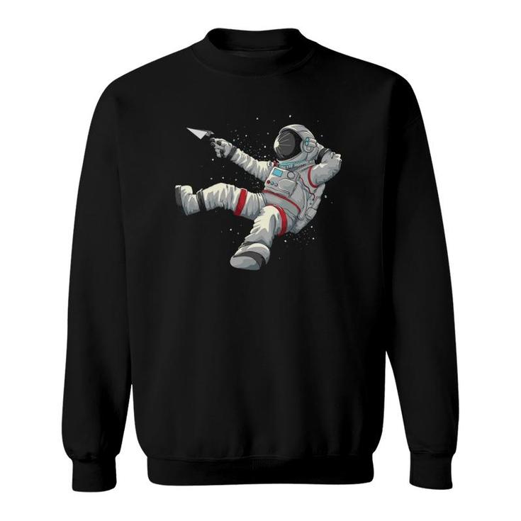 Cool Relaxing Astronaut Funny Spaceman Paper Airplane Gift  Sweatshirt