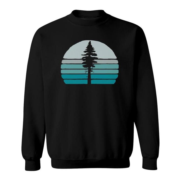 Cool Vintage Tree & Retro Sunset 80S Outdoor Graphic Sweatshirt