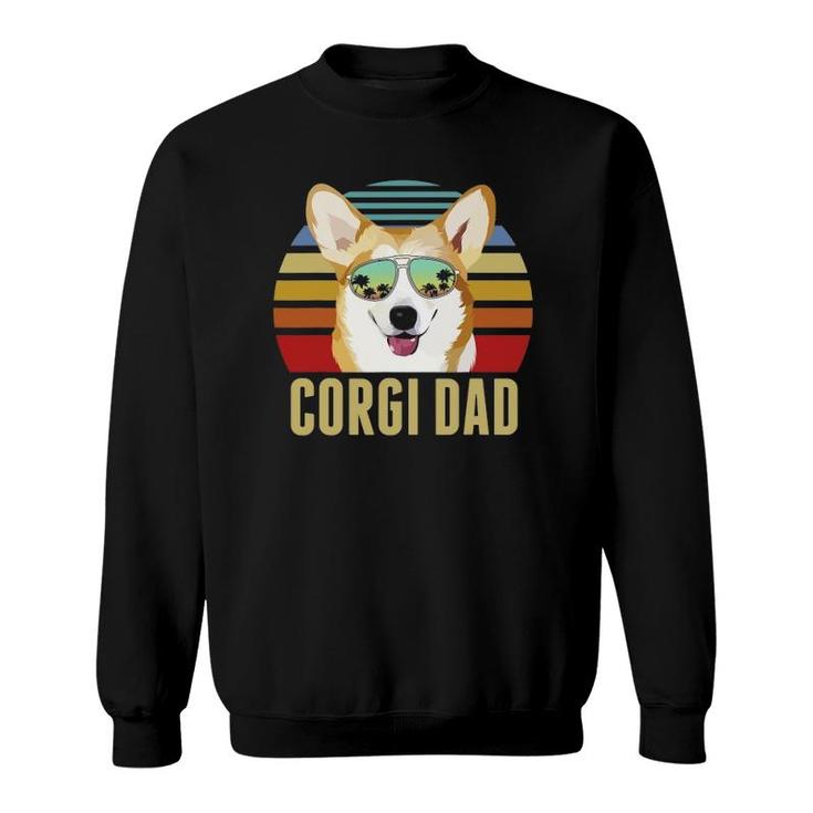 Corgi Dog Dad Vintage Retro Sunset Beach Vibe Fathers Day Sweatshirt