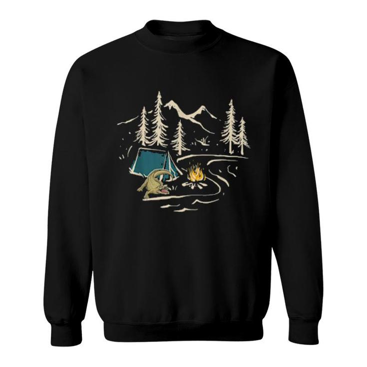 Crocodile Goes Hiking, Nature Outdoor Camping Camper Sweatshirt