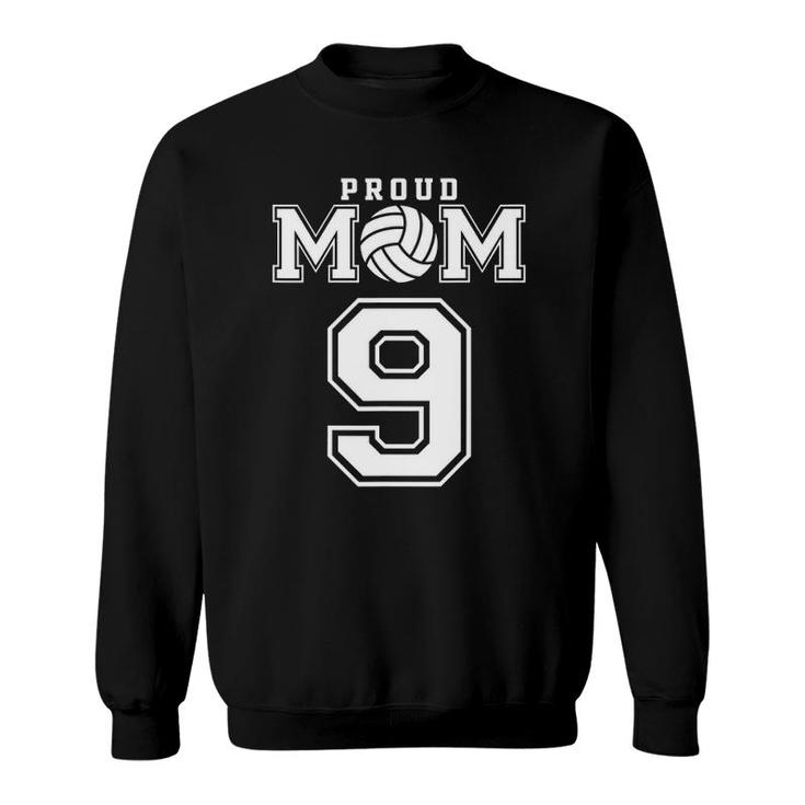 Custom Proud Volleyball Mom Number 9 Personalized Women Sweatshirt