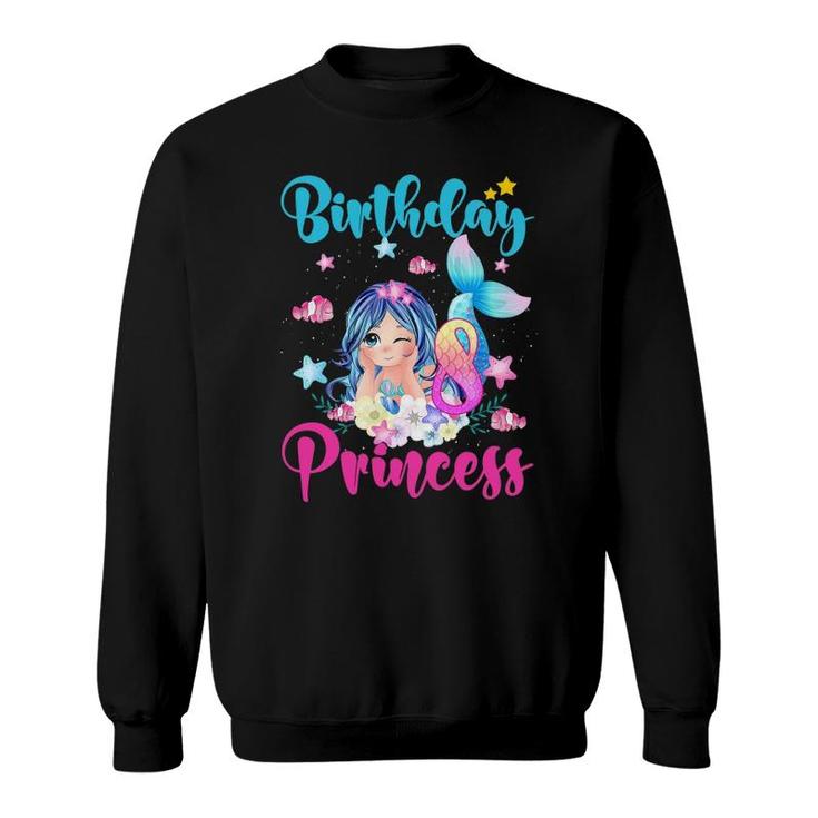 Cute 8 Years Old Princess 8Th Birthday Mermaid Girls Kids Sweatshirt
