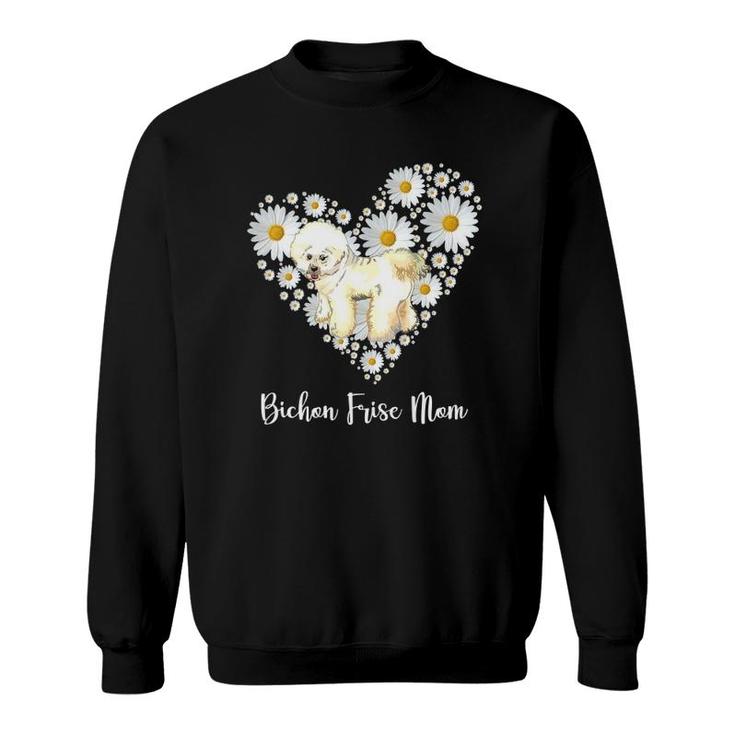 Cute Bichon Frise & Daisy Flower Heart Mother's Day Sweatshirt