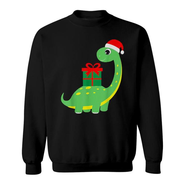 Cute Christmas Brontosaurus Dinosaur  Sweatshirt