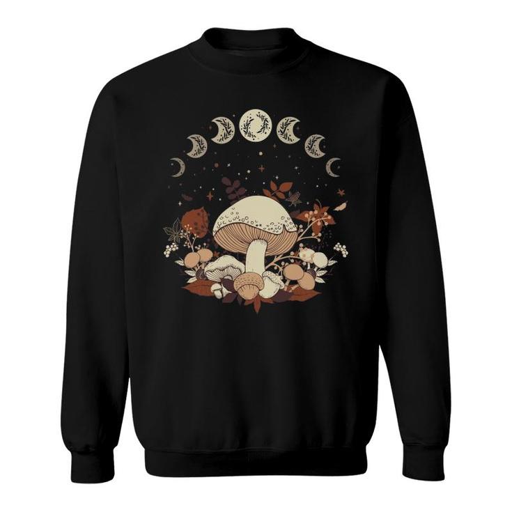 Cute Cottagecore Moon Phases And Mushrooms Fall Sweatshirt