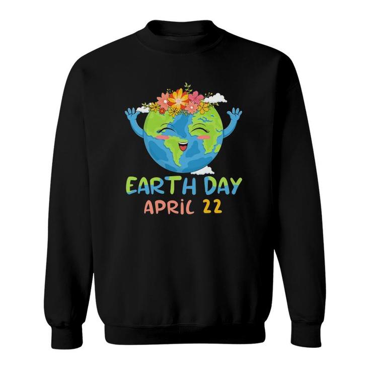 Cute Earth Day Planet Floral Environment Kids Boys Girls Sweatshirt
