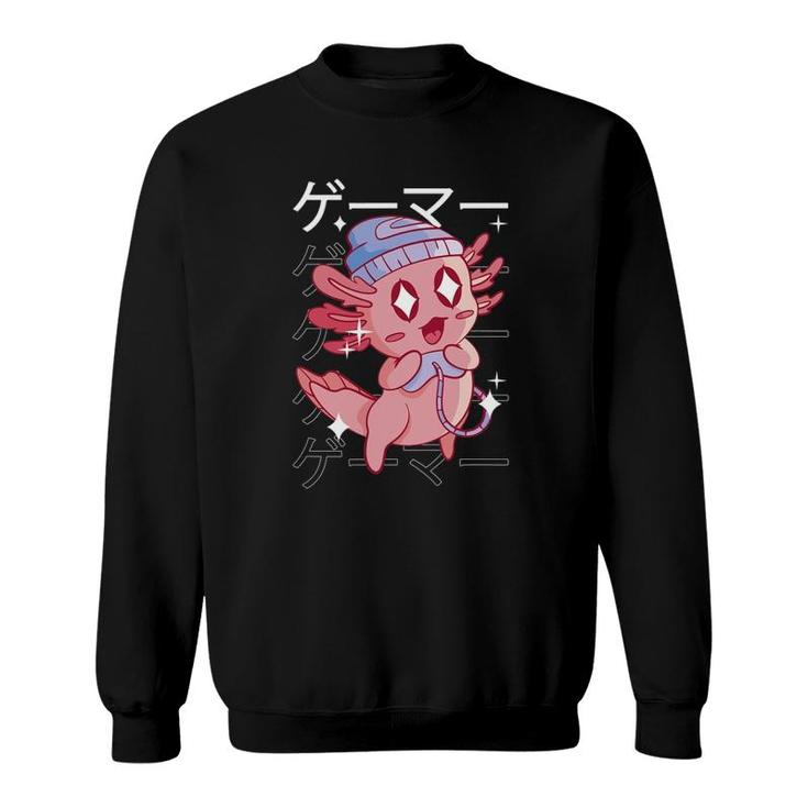 Cute Happy Axolotl Gamer Kawaii Video Gaming Game Player Sweatshirt
