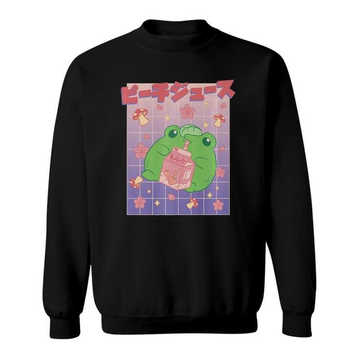 Cute Kawaii Frog Peach Juice Box Sweatshirt