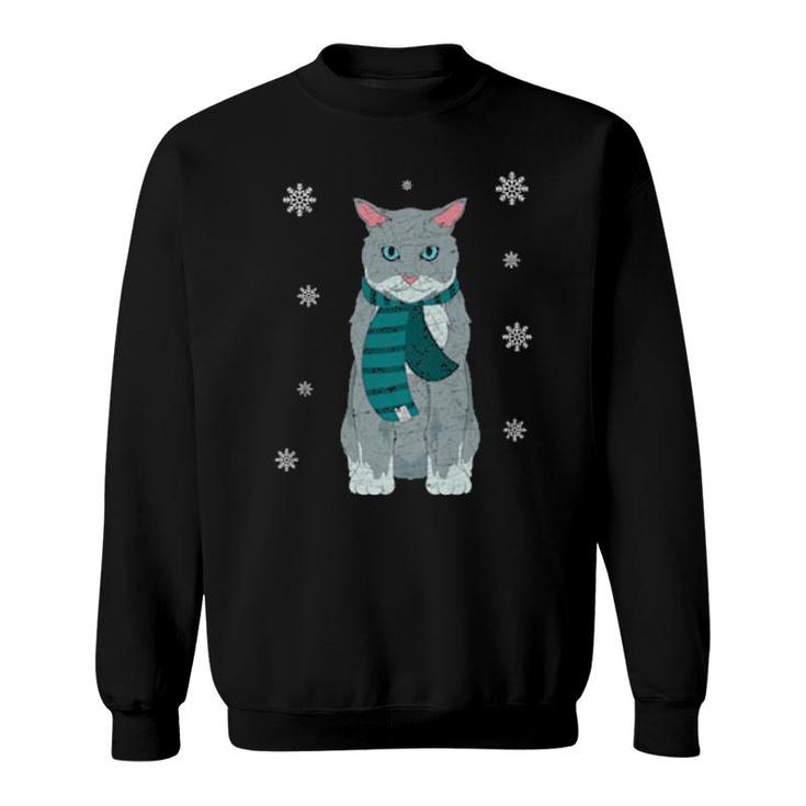 Cute Pet Owner Snowy Winter Animal Cat Person Cat Sweatshirt