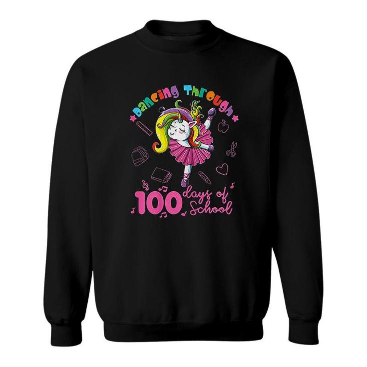 Cute Unicorn Ballerina 100 Days Of School Sweatshirt
