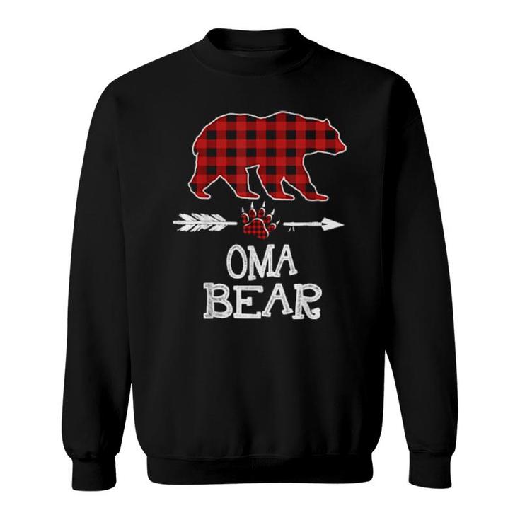 Cutest Dark Red Pleid Xmas Pajama Family Great Oma Bear  Sweatshirt
