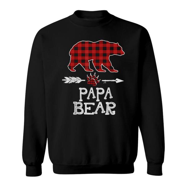 Cutest Dark Red Pleid Xmas Pajama Family Great Papa Bear  Sweatshirt