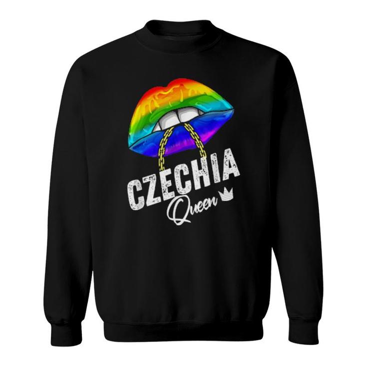 Czechia Lgbtq Gay Pride Flag Lips Rainbow Sweatshirt
