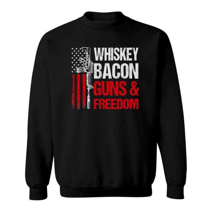 Dad Grandpa Veteran Us Flag Whiskey Bacon Guns Freedom Sweatshirt