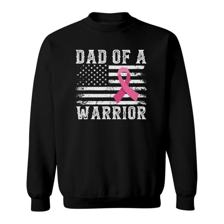 Dad Of Warrior Breast Cancer Usa Flag Pink Ribbon Vintage Sweatshirt