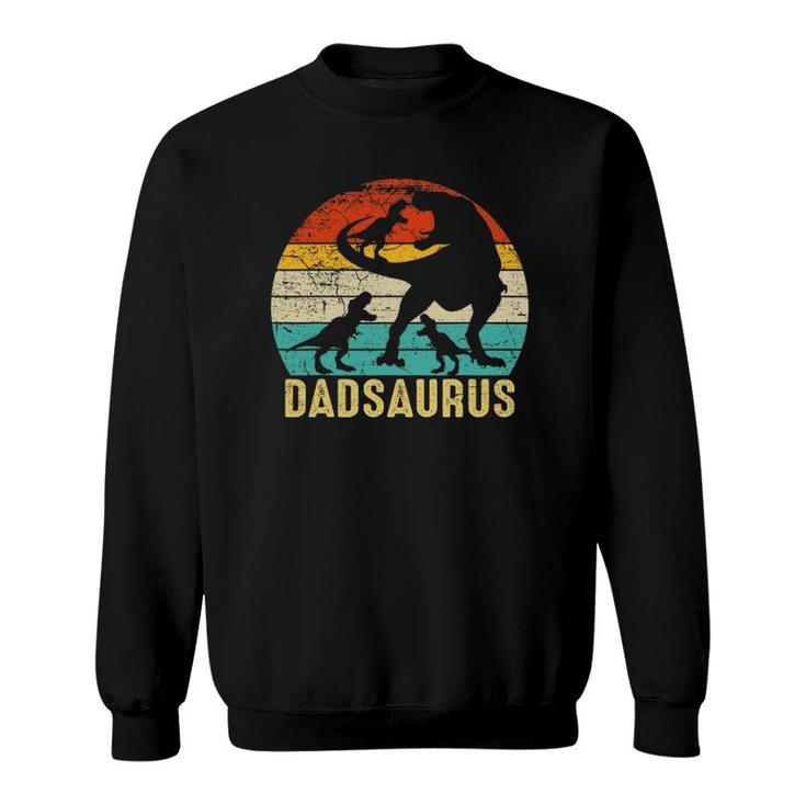 Dad Saurusrex Daddy Dinosaur 3 Three Kids Father's Day Sweatshirt