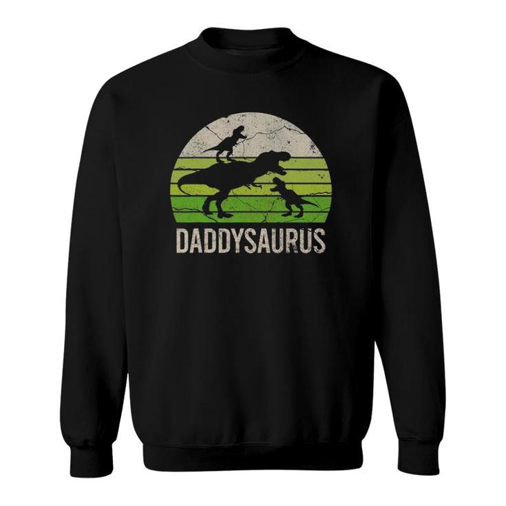 Daddy Dinosaur  Daddysaurus  2 Kid Father's Day Men Sweatshirt