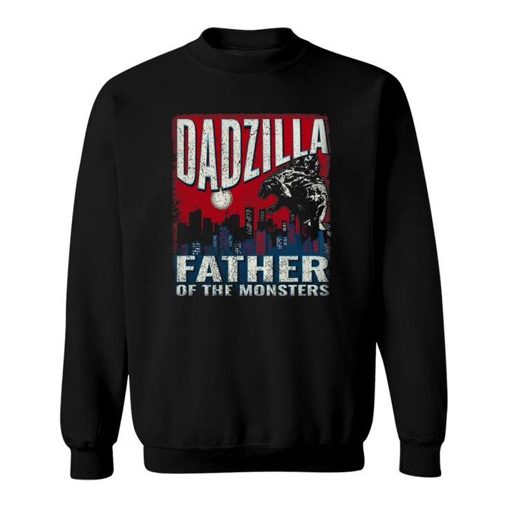Dadzilla Father Of The Monsters - Dad Vintage Distressed Sweatshirt