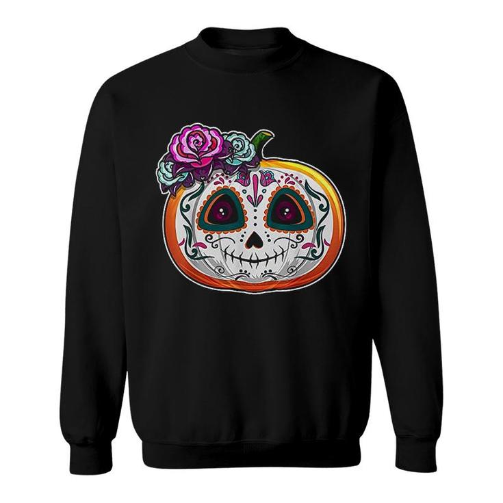 Day Of The Dead Pumpkin Dia De Los Muertos Skull Gift Sweatshirt