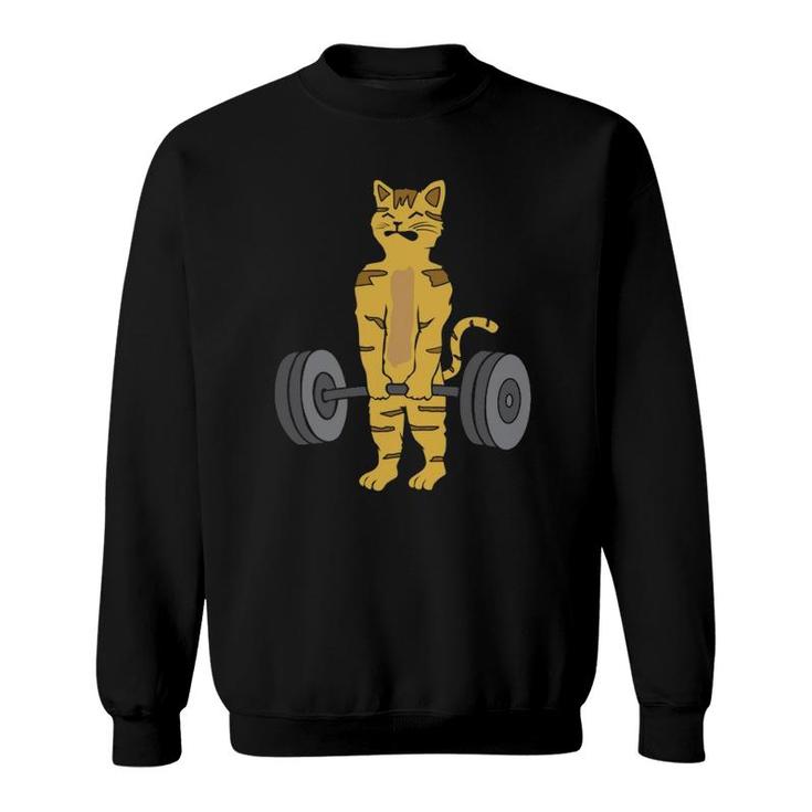 Deadlifting Cat Weightlifters Gym Workout Funny  Sweatshirt
