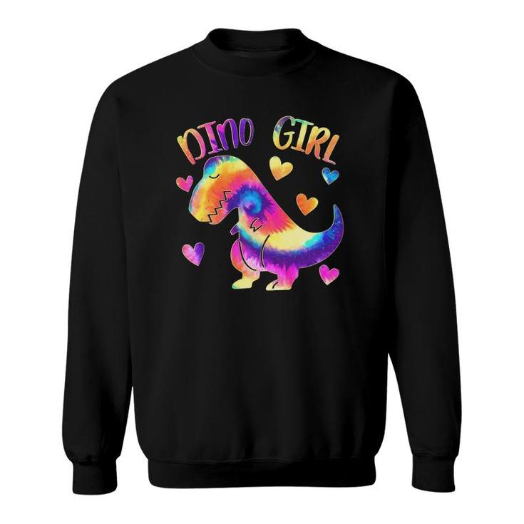 Dino Girl Dinosaur Lover Tie Dye Cute Teen Girls Gifts Sweatshirt