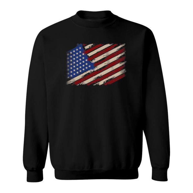 Distressed American Us Flag Vintage Retro Look 4Th Of July Sweatshirt