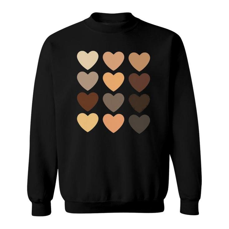 Diversity Heart Skin Tones Black Pride Melanin Kindness Gift Sweatshirt