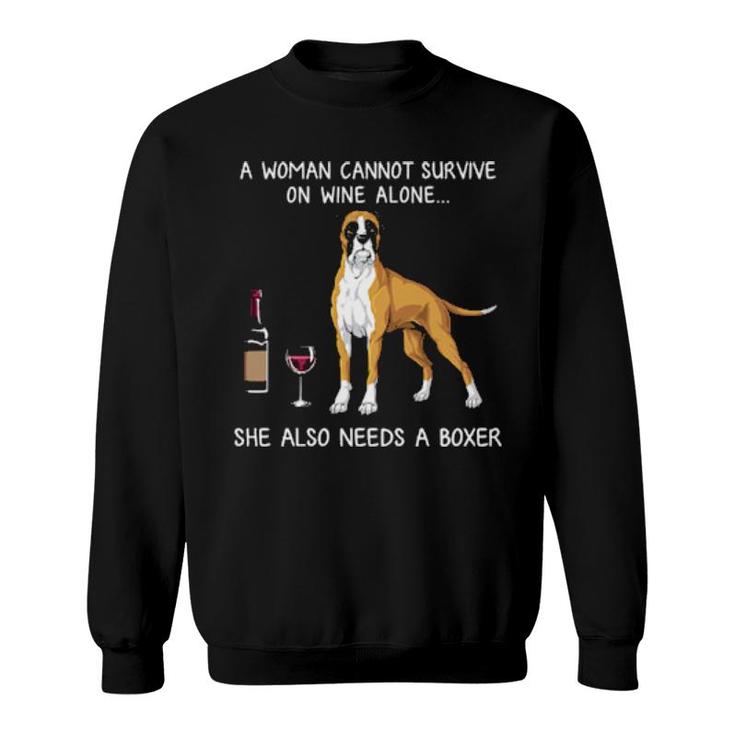 Dog Boxer And Wine Funny Dog447 Paws Sweatshirt
