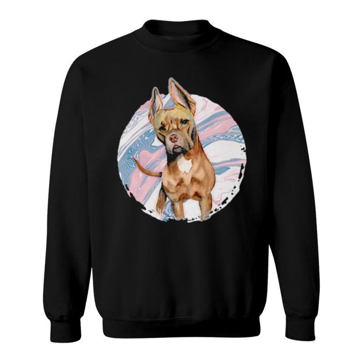 Dog Cute Pit Bull Terrier Dog Pink Blue Marble 411 Paws Sweatshirt