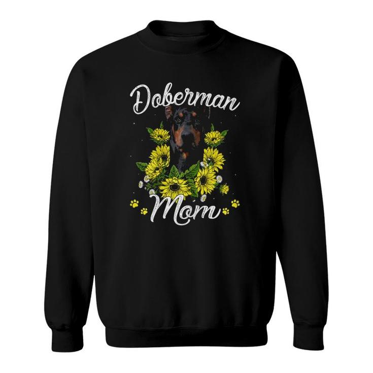 Dog Mom Mother's Day Gift Sunflower Doberman Mom Sweatshirt